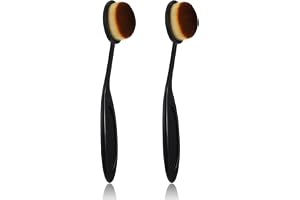 MBAIYO 2 stycken foundationpenslar, svart foundationborste, flytande sminkborste, konturborste, premium oval kabuki-borste, k