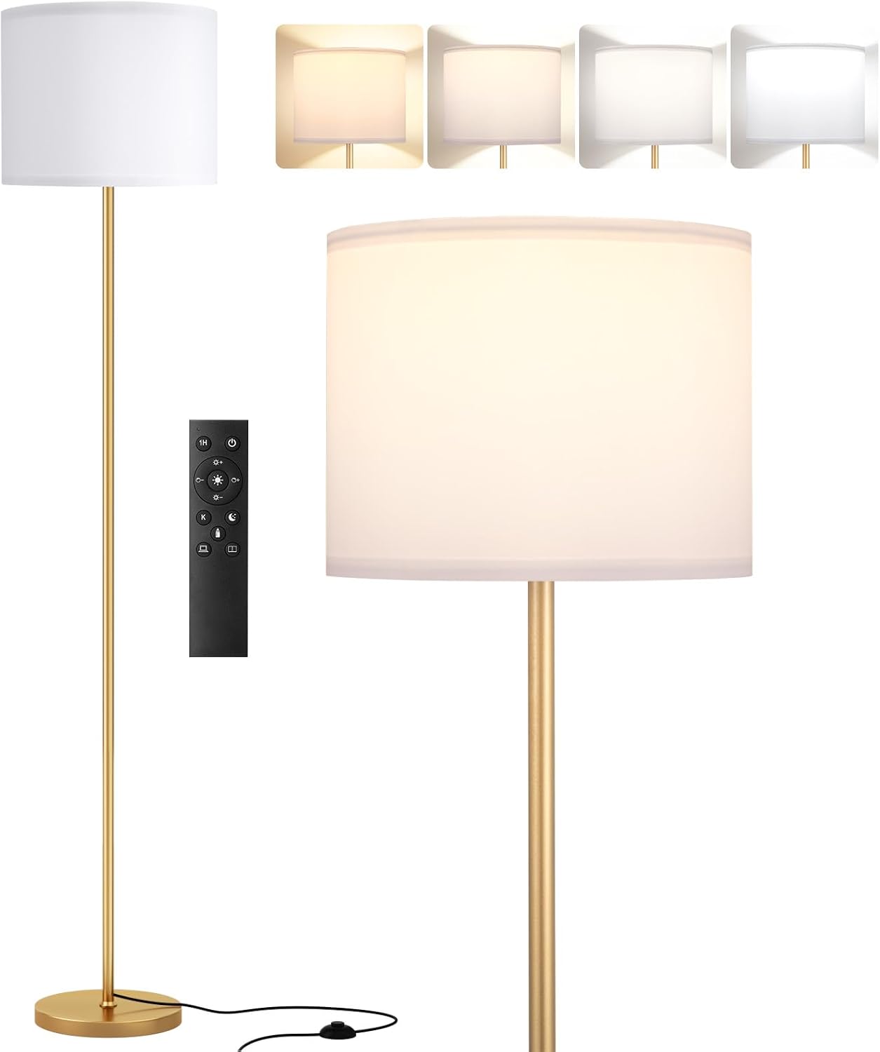 Technische Daten & Spezifikationen : Goldene Stehlampe dimmbar mit Fernbedienung 5