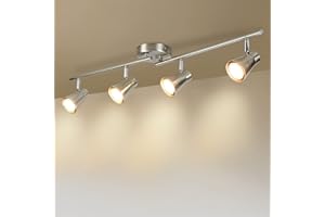 Depuley 4 Way Kitchen Lighting Ceiling Lights, Rotatable Ceiling Lights, Directional Kitchen Ceiling Spotlight for Kitchen, Dining Room, Bedroom, Office, Brushed Nickel, GU10 Bulbs Included