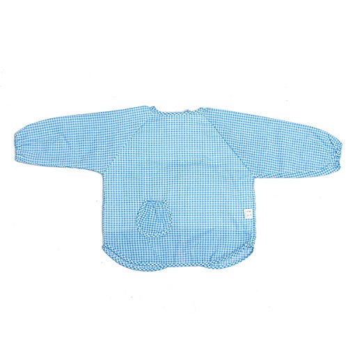 KINGSO Baby Long Sleeve Apron Overall Food Catcher Bib Waterproof,blue