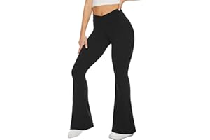 TNNZEET Schlaghose Damen Cross Waist Flared Yogahose Blickdicht Bootcut Leggings Jogginghose Jazzpants für Gym Sport