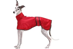 Geyecete Impermeabile Giacca per cane regolabile e leggera,con cinghie riflettenti e foro pettorina,ottimo regalo per levrieri, lurcher e frustini per cani-Rosso-XXL