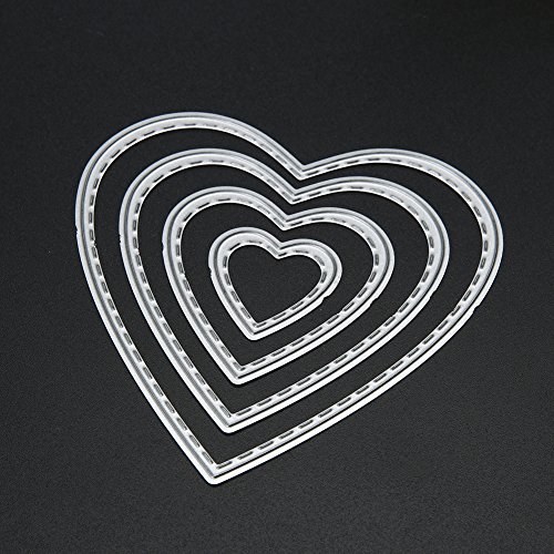 Amazingdeal365 4 PCS Herz Metall Form Schablonen Schneiden DIY Dekor Sammelalbum Karten Buchzeichen Lesezeichen als Geschenk für Freunde Geburtstag Kinder,Kindergarten Hobby Schule Handarbeit Unterricht usw. Ein tolles Geschenk! - 5