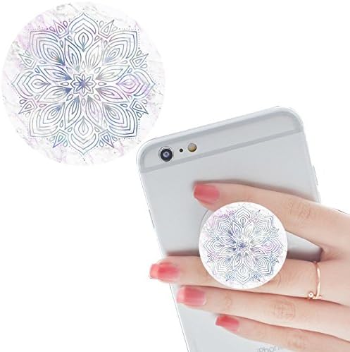 Multi-function Pop cellular phone bracket Socket Expanding Stand and Grip for Smart-phones and Tablets Bracket Mount Holder Collapsible-White black purple marble Mandala flower