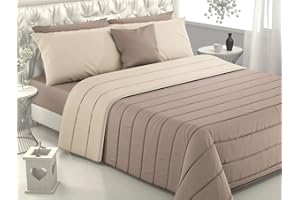 Viterbo Biancheria Trapunta Piumone Invernale Sogno Letto Singolo E Matrimoniale Double Face (Matrimoniale (4111), Tortora Chiaro/Tortora Scuro)