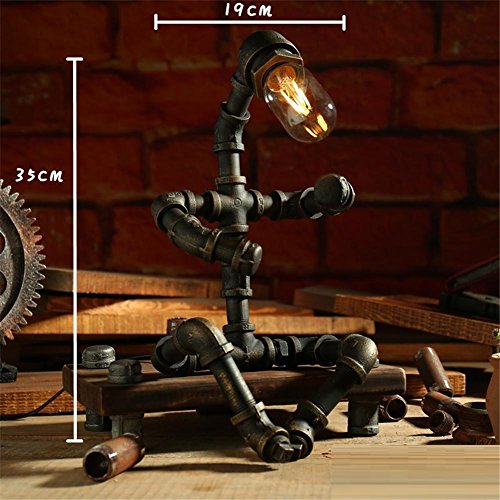 Preisvergleich Produktbild Weinlese-industrielle Tabellen-Lampen-rustikale Stahlwasser-Rohr-Art-Schreibtisch-Lam... Tabellen-Lampe für Bedside-Schlafzimmer-Bar-Café , 5
