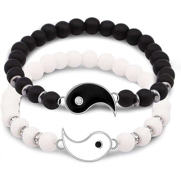 Kaufe 2 Stück/Set Yin Yang Drachen Armbänder; Armband 6 mm schwarz