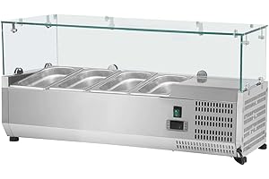 Royal Catering Saladette À Poser Table Comptoir Réfrigéré RCKV-120/39-G4 (Volume Total De 45 Litres, Pour 4 Récipients Gn 1/3, Thermostat Automatique)