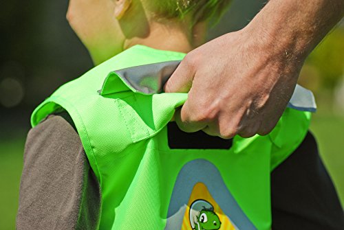 First-Biker: TÜV-geprüfte Kinder-Warnweste mit Haltegriff und 3M™ Scotchlite™ Reflektoren zum Radfahren lernen. Sicherheitsweste als Alternative zur Schiebestange (grün) - 3