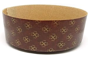 DREAM' S PARTY Stampo PANETTONE 500 gr Basso - 10 Pezzi - Pirottino monouso in Carta da Forno 0,50kg - Ideale per Panettoni, Panettone Gastronomico, Dolci Natalizi, Pan brioche, Pan Dolce ECC. [DREAM'S Party]