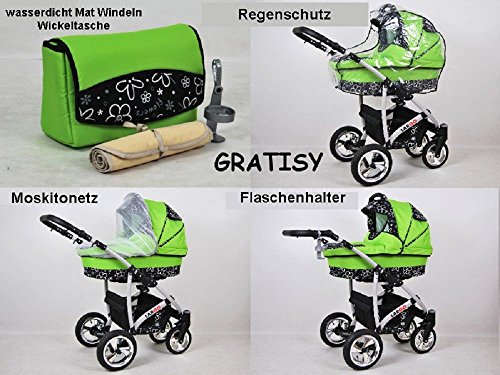 Kinderwagen Largo, 3 in 1- Set Wanne Buggy Babyschale Autositz Schwarz + coffe - 7