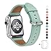 Produktbild WFEAGL Kompatibel mit iWatch Armband 38mm 40mm, Top Grain Lederband Ersatzband mit Edelstahl-Verschluss mit für iWatch Serie 4/3/2/1, Sport, Edition (38mm 40mm Mint Green+Silber Adapter)