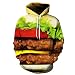 Produktbild Mens Classic Hoodies 3D-Drucke Burger Sweatshirt Volle Hülse Jumper Nach Oben Lässig Arbeit Freizeit Sport Pullover Überzuziehen,OneColor-L