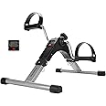 Amazon Brand - Symactive Fitness Mini Cycle Pedal Exerciser with Fixing Straps | Adjustable Resistance Levels and Digital Display | Compact & Portable Design (Black)