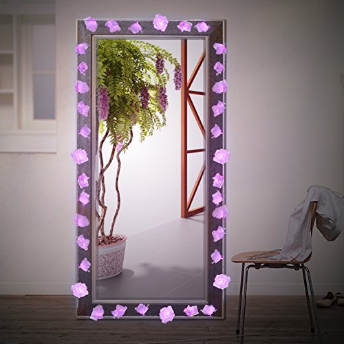 Denknova®LED Lichterkette, Rusee 20 LED Rosen Lichterkette Batteriebetrieben Innen Im Freien Beleuchtung für Garten Rasen Bar Verein Hochzeit Valentinstag Weihnachten Schlafzimmer Innendekoration (20 LEDs, lila) - 6