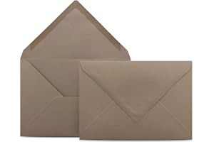 ‎COLOURS 4-YOU BY GLÜXX-AGENT 50 Briefumschläge DIN C6 Taupe - 11,4 x 16,2 cm - Kuverts mit 80 g/m² Nassklebung spitze Klappe - Umschläge ohne Fenster - Colours-4-you