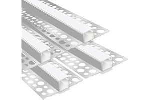 LEDLIGHTSWORLD Plaster-in LED Profile 4 Pack 3.3ft/1M, Plaster Aluminum Channel for 17mm LED Strip Light, Trimless Drywall Aluminum Profile Channel with Milky Diffuser for Ceiling and Wall