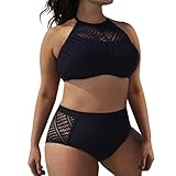 bañadores mujer tallas grandes 2017 Switchali atractivo bikini mujer braga alta baratos bañadores mujer push up Verano Cintura Alta Traje De Baño Beachwear Bra Negro deportivos (3X-Large, Negro)