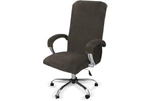 LIFEDX Funda de Sillas de Oficina Elástica con Reposabrazos,Felpa de Terciopelo,Modernas Cubiertas de la Silla de la Computadora Antipolvo de Oficina Silla Removible,No Incluye Sillas -Dark Gray||XL