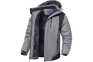 Zzkouine Uomo Giacca da Sci Impermeabile Montagna Giacche Montagna in Pile da Uomo Giacca da Sci Calda Multi-Tasche Pile Invernale Antivento Cappotto con Cappuccio