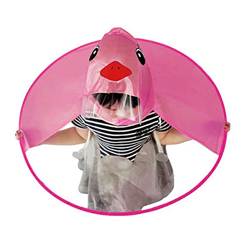 Preisvergleich Produktbild Regenjacke Niedlich Regenponcho Wasserdicht Baby KapuzenmantelUFO Kinder Regenschirm Hut Magisch Hände Frei Regenmantel für Jungen und Mädchen Unisex (M, Pink)