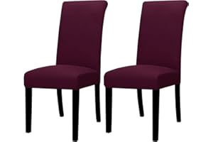 Lellen Dining Chair Covers Set of 2, Stretch Chair Covers Dining Chair Slipcovers Removable Washable Reusable Home & Kitchen Decor Protector Dining Room Chair Covers,Wine Red