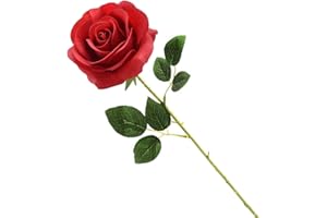 Cosswe Künstliche Seidenrose, rote künstliche Rose, ewige Blumen, einzelner Stiel als Geschenk verpackt rote Rosen für Hochzeitssträuße Jubiläen Partys Hotels Büro-Dekoration