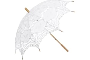 SQOIKOS Parasol en dentelle blanche - Parapluie vintage pour mariage - Parapluie en dentelle pour décoration de photos et goûters - Taille adulte