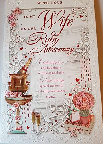 Champagne &amp; Roses ~ To My Wife On Our Ruby Anniversary ~ 40th Wedding Anniversary Card
