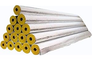 PROFIVENT.DE Lana di roccia isolante per tubature 15/20mm - 1m WLG 0,037, guscio tubolare rivestito in alluminio, isolamento per tubi di riscaldamento, varie dimensioni