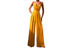 MEAUNZYL Jumpsuit Donna Elegante Monopezzi e Tutine da Donna Lunghe a Gamba Larga Pantaloni Lungo Elegante Senza Maniche Jumpsuit uta Lunga Abito Retro Pantaloni Larghi Cocktail Overall Cerimonia
