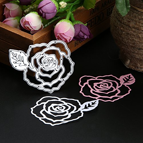 Amazingdeal365 Roseblumen Metall Form Schablonen Schneiden DIY Dekor Sammelalbum Karten Buchzeichen Lesezeichen als Geschenk für Freunde Geburtstag Kinder,Kindergarten Hobby Schule Handarbeit Unterricht usw. Ein tolles Geschenk! - 4