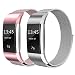 Produktbild Sun studio Fitbit Charge 2 Armband, Milanese Fitbit Charge 2 Ersatzarmband Edelstahl Fitbit Armbänder Charge 2 mit Magnet-Verschluss Armband MEHRWEG (5.5"-8.5", Roségold + Silber)