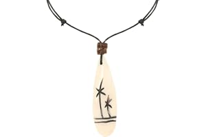 Made by Nami Surfer Halskette mit Anhänger & Kokosnuss Perle - Herren Surfer-Kette Verstellbar mit Holz-Perle - Handmade Strand-Schmuck - Wasserfest - Sommer-Schmuck Männer Halsschmuck (Surfbrett)