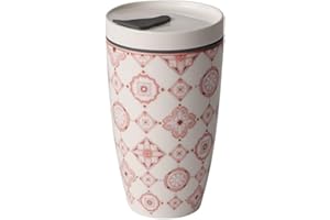 like. by Villeroy & Boch To Go Rosé Taza de café para llevar, 2 piezas, 350 ml, Porcelana Premium/Silicona, Blanco/Rosa