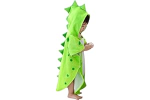 SHALWINN Hooded Baby Towels, Cotton Dinosaur Pattern Cute Bath Towel Kids Robe Beach Swimming Hooded Poncho for Babies Boys Girls(Green)