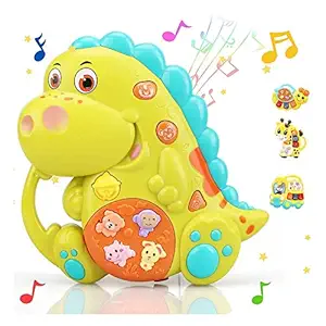 TEMSON Baby Musical Dinosaur Educational Crib Keyboard Piano Toy with Light and Music for Kids Toddlers