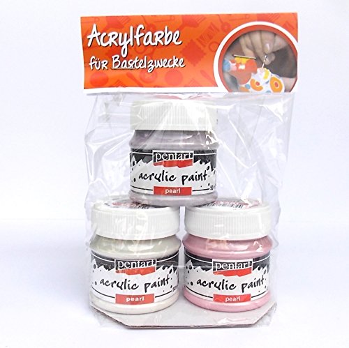 Acrylfarbe Perlmutt in Set 3x50ml – Set 1. Perlmuttfarbe, Bastelfarbe, Acrylfarbe - 5