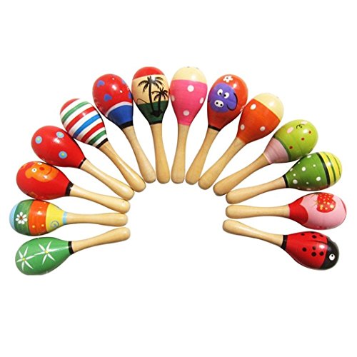 Holz Maracas Rasseln JUYUAN-EU Shaker Percussion Kid Baby musikalische Spielzeug Bevorzugung - 5