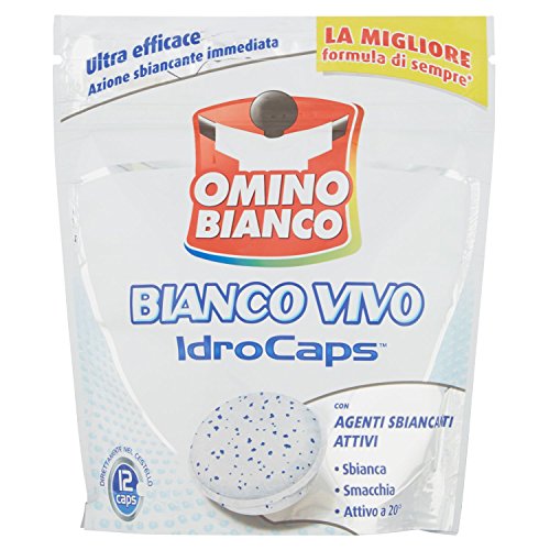 Omino Bianco Idrocaps White Sbianca e Smacchia, Ultra Efficace, 12 Capsule - 240 gr