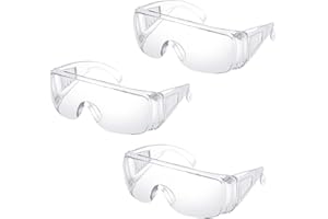 Swetup 3 Pack Safety Over-Glasses, Protective Glasses Anti Fog Lab Goggles Over Glasses Protective Goggles for Glasses Wearers Clear Safety Goggles for Construction Laboratory Outdoor Eye Protection