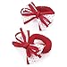 2 x Girls Red & White Bow Motif Hair Elastics/ Bobbles / Ponios