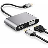 Coverzone USB-C G&ouml;r&uuml;nt&uuml; D&ouml;n&uuml;şt&uuml;r&uuml;c&uuml; Adapt&ouml;r 4K HDMI + VGA &Ccedil;ıkışlı Type-C to HDMI VGA Hub Laptop Tablet Telefon Ekran Yansıtma