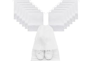 GAOHAN 10 Pcs Travel Shoe Bag,Shoe Bags,Shoe Bags for Travel,Drawstring Non-Woven Shoes Storage Bags with Transparent Window for Daily and Travel Use(White)