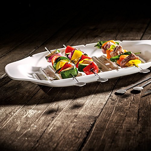 Villeroy & Boch BBQ Passion Servierplatte mit Spießfunktion L / Edles Tablett in Weiß aus Porzellan / Spülmaschinenfest / 42x22x4cm - 4