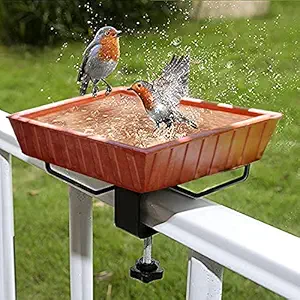 Om Craft Villa? Earthen Pot Terracotta Bird Bath, Earth Brown (Square Shape (Pack of 1))