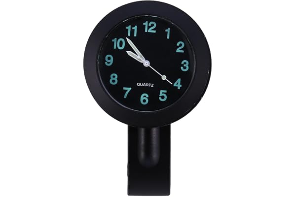 Keenso Horloge de Guidon de Moto Montre de Guidon 7/8" Imperméable à l’Eau Noir Étanche Universelle