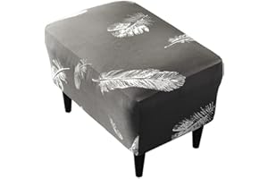 Highdi Ottoman Cover Rectangle Polyester Spandex, Stretch Footstool Slipcover, Stool Protector Cover with Elastic Bottom, Dustproof Removable Washable Footrest Pouffe Covers