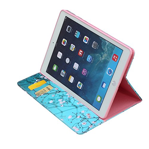 iPad Air Hülle, Deenor Bunt Painting und Stilvoll Brieftasche Tasche PU Leder Flip Protective Stand Tasche Schutzhülle Hülle für Apple iPad Air (2013 Version).[Peach Shadow] - 6