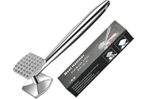 AMOZO Fleischhämmer-Fleischklopfer Edelstahl Spülmaschinenfest-Doppelseitig Schnitzelklopfer für Schnitzel, Koteletts, Steaks– Meat Tenderiser Stainless Steel